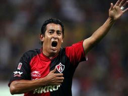 Alfredo Moreno festejando su gol con lo que el Atlas alcanzó la victoria. AFP  /