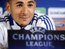 Benzema, durante la conferencia de prensa previa al partido. AFP  /