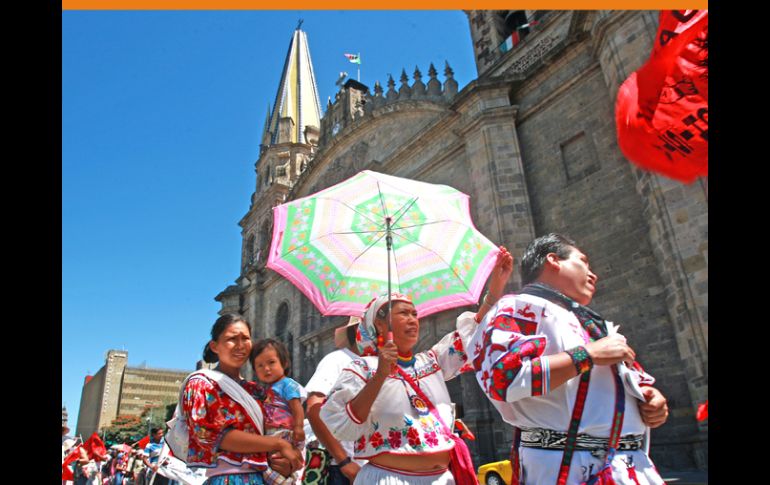 Aspecto de la manifestación de Antorcha Campesina en el Centro de la ciudad. A. GARCÍA  /