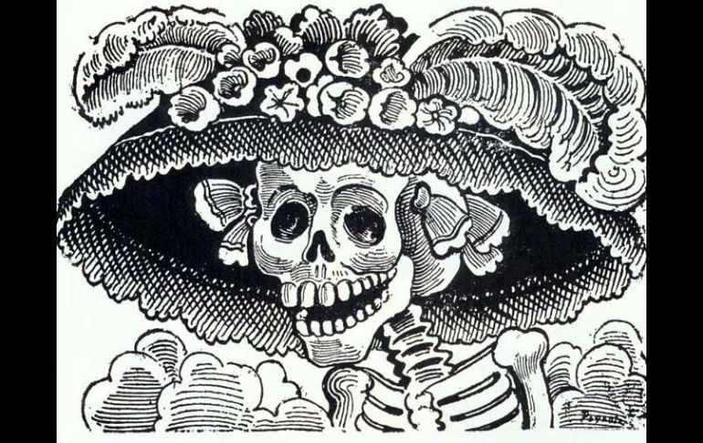 La Catrina, representación festiva de la muerte, por José Guadalupe Posada. ESPECIAL  /