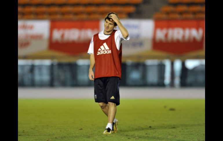 El jugador del Barcelona Lionel Messi durante un entrenamiento con la Selección de Argentina. AFP  /