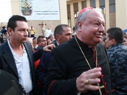 El cardenal Juan Sandoval, durante el recorrido hacia la Basílica de Zapopan. A. GARCÍA  /