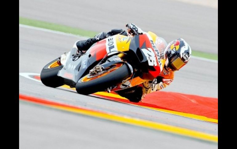 Foto del piloto español Daniel Pedrosa durante el Gran Premio de Aragón. ESPECIAL  /