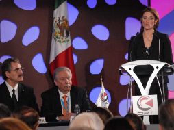 Karen Sánchez, presidenta de la CIRT, habló en la inauguración de la Semana Nacional de la Radio y la Televisión. NTX  /