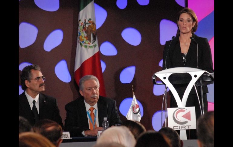 Karen Sánchez, presidenta de la CIRT, habló en la inauguración de la Semana Nacional de la Radio y la Televisión. NTX  /