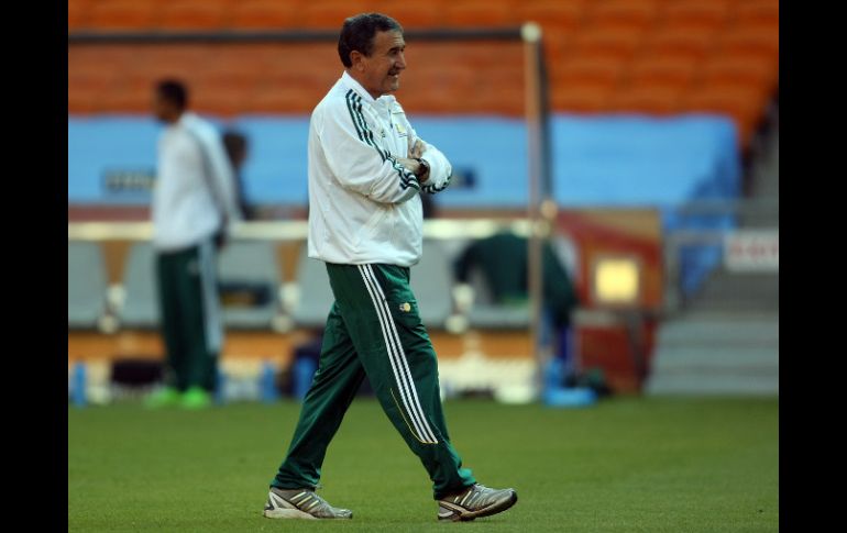 Carlos Alberto Parreira durante un entrenamiento de la Selección de Brasil en el Mundial de Sudáfrica. JAMMEDIA  /