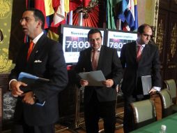 Javier Lozano, Ernesto Cordero, y Daniel Karam informaron que al 15 de octubre se generaron 780 mil 052 nuevos empleos. EL UNIVERSAL  /