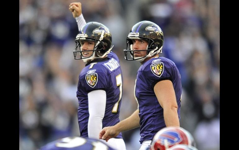 Los Cuervos de Baltimore, celebran su triunfo ante los Bills de Bufalo. AP  /