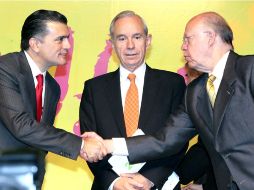 Alonso Lujambio, Álvaro Merchesi, secretario general de la OEI, y José Narro, rector de la UNAM. EL UNIVERSAL  /