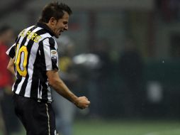 Alessandro Del Piero celebra el segundo gol que le da la victoria a la Juventus.AP  /