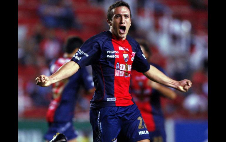 Amione celebra el primer gol del partido en la victoria del Atlante. MEXSPORT  /