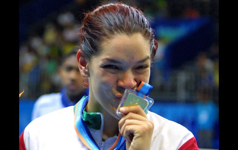 Lenia Ruvalcaba durante la premiación en Rio 2007, la atleta ha logrado muchas medallas en su trayectoría. MEXSPORT  /