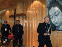 Los obispos Luis Artemio Flores, Víctor René Rodríguez y Ramón Castro participan en la Asamblea Plenaria de la CEM. NTX  /