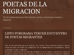 Blog en línea del Tercer Encuentro de Poetas de la Migración. POETASDELAMIGRACION.BLOGSPOT.COM  /