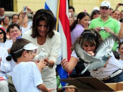 La presidenta Chinchilla afirma que la OEA reconoció que ''la razón está de lado de Costa Rica''. EFE  /