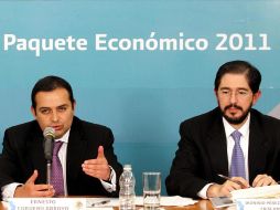 Ernesto Cordero y Dionisio Pérez Jácome durante conferencia de prensa de hoy. EL UNIVERSAL  /