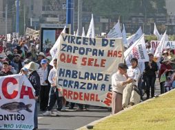 Aspecto de los manifestantes en contra de la Presa El Zapotillo. ARCHIVO  /