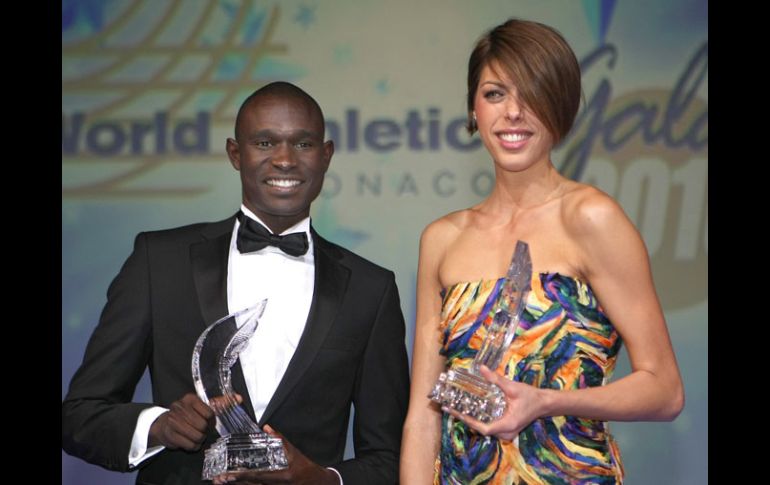 El keniano David Rudisha y la croata Blanka Vlasic fueron galardonados ayer en Mónaco. AP  /