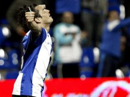 Nelson Haedo Valdez disfrutando su doblete a favor del Hércules. EFE  /