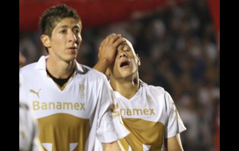 Reacción de los jugadores del Pumas después de haber sido eliminados de la Liguilla Apertura 2010. NOTIMEX  /