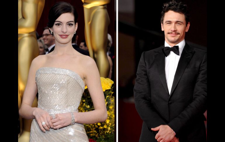 Los actores Anne Hathaway (i) y James Franco Franco serán los presentadores oficiales de la edición número 83 de los premios Oscar. EFE  /