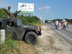 El Ejército mexicano resguarda las inmediaciones de la Cumbre de Cancún. AFP  /