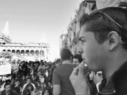 Además de la manifestación frente a Palacio de Gobierno, la UdeG estuvo en Casa Jalisco. A. GARCÍA  /