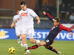 Marek Hamsik (izq.) anotó el gol del triunfo para el Nápoles. AP  /