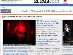 El portal de El País es uno de los que ha publicado los cables diplomáticos filtrados. ESPECIAL  /