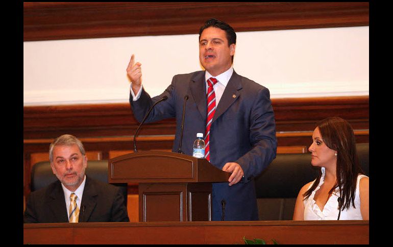 El presidente Aristóteles Sandoval durante la presentación de su informe. S. NÚÑEZ  /