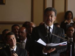 El presidente de República Dominicana, Leonel Fernández, durante el funeral en Santo Domingo. EFE  /