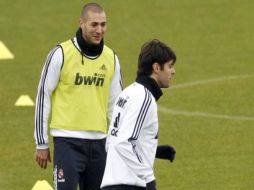 El jugador brasileño Kaká cumple con una sesión de entrenamientos con el Real Madrid. EFE  /