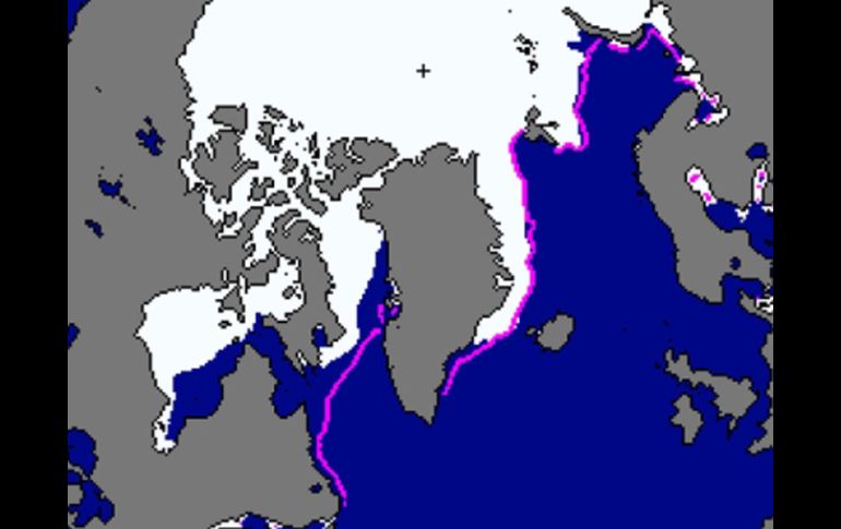 las temperaturas inusualmente altas en el Ártico han provocado que este se encuentre también con una cobertura mínima de hielo. NSIDC  /