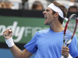 Juan Martín del Potro festeja su victoria en Sydney. AP  /