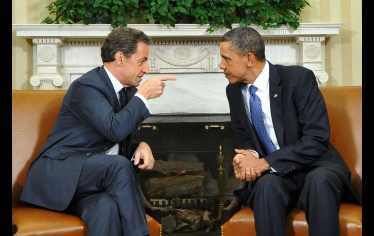 Sarkozy y Obama, reunidos en el despacho Oval. AFP  /