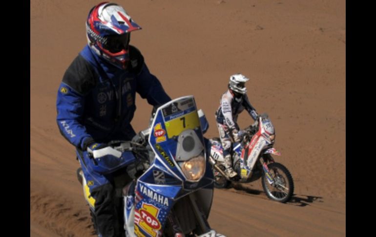 El piloto de motos estadounidense Jonah Street ganó la novena etapa del Dakar 2011. AFP  /