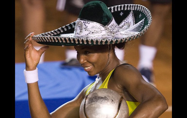 Venus Williams, actual campeona del Abierto Mexicano de Tenis, no asistirá por reducción de actividades. MEXSPORT  /