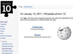 Wikipedia instaló un sitio especial para conmemorar su aniversario. ESPECIAL  /