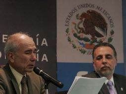 Francisco Mayorga (izq.) y Bruno Ferrari participaron hoy en la conferencia de prensa. EL UNIVERSAL  /