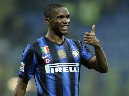 Eto’o celebra la victoria del Inter de Milán, que se dio gracias a dos goles suyos. AFP  /