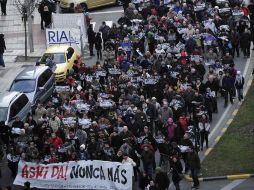 Pamplona, España. Los manifestantes exigen no más detenciones. AP  /