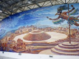 El mural, realizado por Jorge Monroy, presenta la Tradición Teuchitlán y sus características. M. FREYRÍA  /