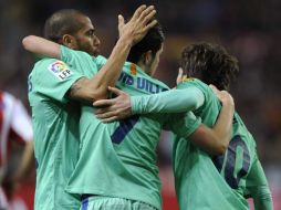 El conjunto culé en el duelo ante el Sporting de Gijon. REUTERS  /