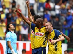 Los jugadores del conjunto de Coapa festejando una anotación en la quinta fecha del Clausura 2011. MEXSPORT  /