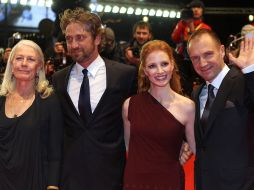 Vanessa Redgrave, Gerard Butler, Jessica Chastain y el director británico Ralph Fiennes.AFP  /