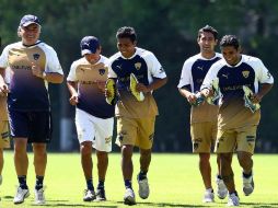 Los jugadores de la UNAM en una sesión de entrenamientos. MEXSPORT  /