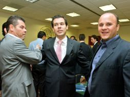 El diputado Marco Barba, Diego Monraz y José Antonio de la Torre Bravo durante la comparencia del secretario en el Congreso. E. BARRERA  /