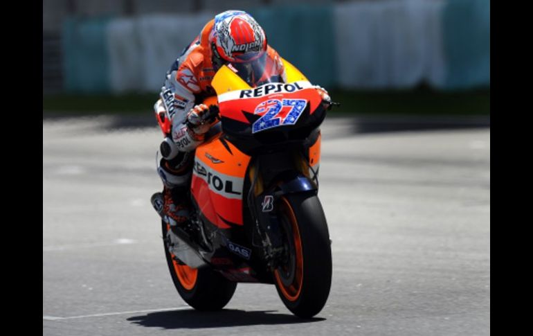 Casey Stoner dominó los tres ensayos de Moto GP. AFP  /