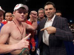 'Canelo' y de la Hoya han estado juntos en todos los actos de promoción de la pelea. MEXSPORT  /