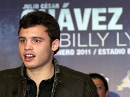 Julio César Chávez Jr. en una conferencia de prensa del evento Sinaloa Capital del Boxeo. MEXSPORT  /